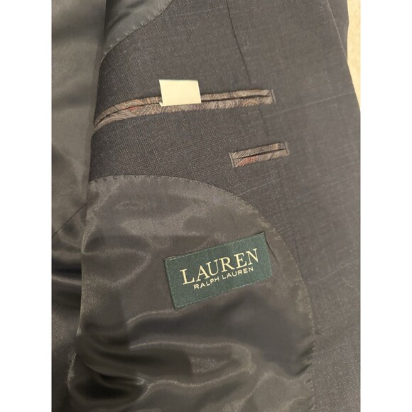 Ralph Lauren Windowpane Suit Blue 46R / 38W x 29L Wool EXCELLENT Condition Navy - Picture 2 of 14